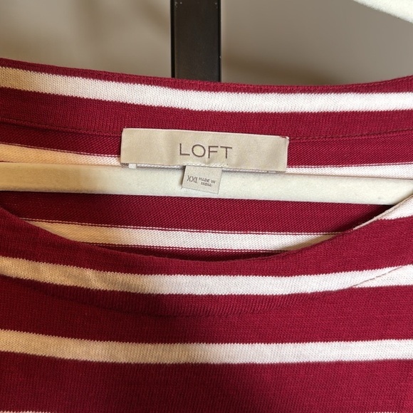 LOFT Red and White Fitted 3/4 Sleeve T-Shirt Size XXL - Picture 3 of 6